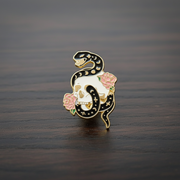 Skull Snake & Roses Enamel Lapel Pin