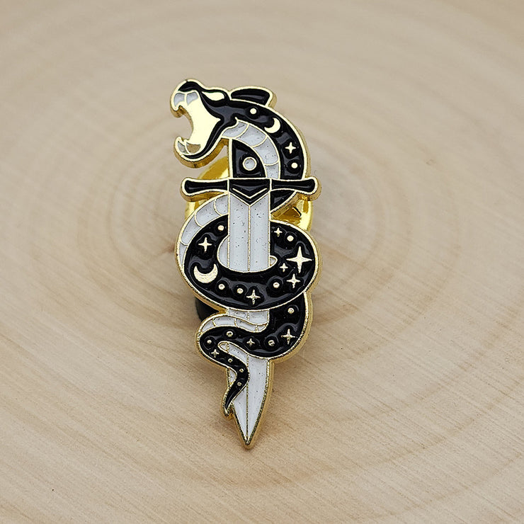 Snake and Dagger Enamel Lapel Pin