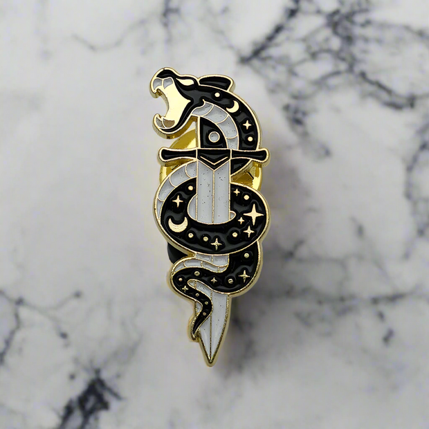 Snake and Dagger Enamel Lapel Pin