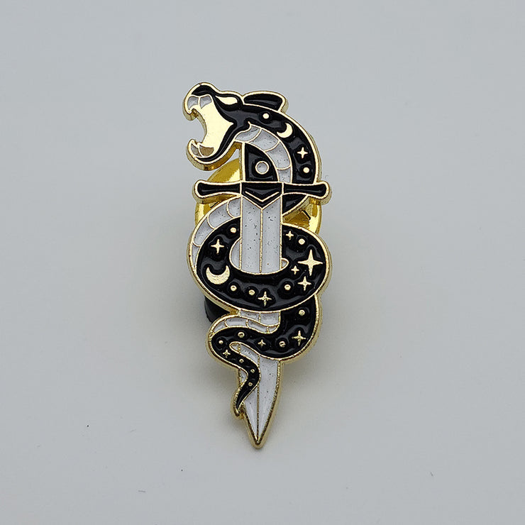 Snake and Dagger Enamel Lapel Pin