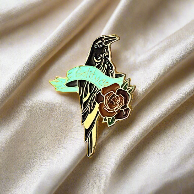 "Solitude" Raven Enamel Lapel Pin