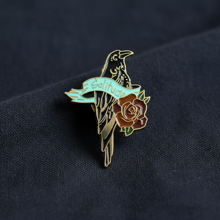 "Solitude" Raven Enamel Lapel Pin