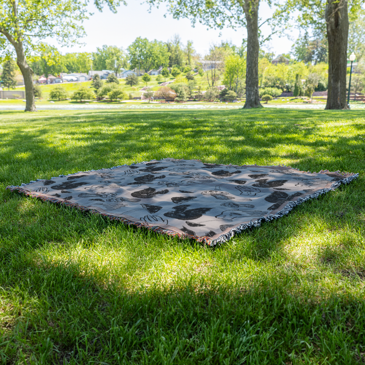 Spooky Spells, Bats, and Mushrooms 100% Cotton Woven Throw Blanket