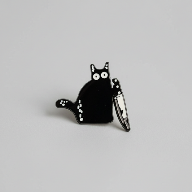 Stabby Cat Enamel Lapel Pin