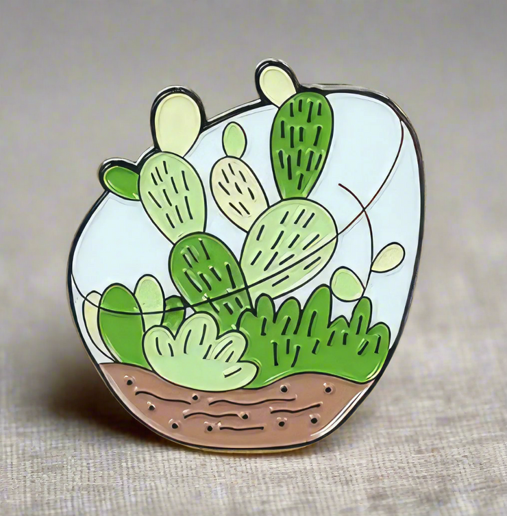 Succulent Plant Bowl Enamel Lapel Pin