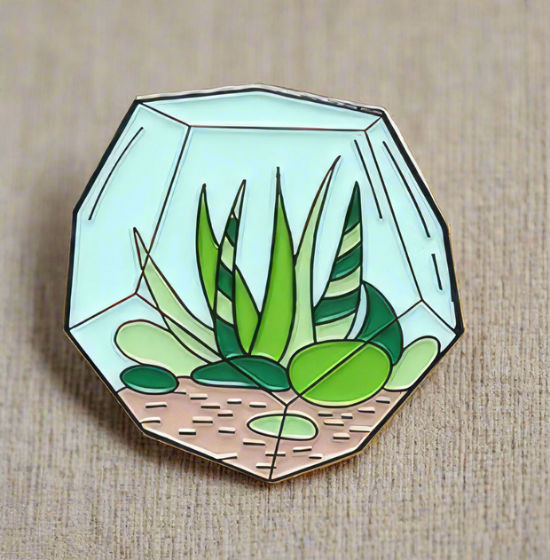 Succulent Plant Terrarium Enamel Lapel Pin