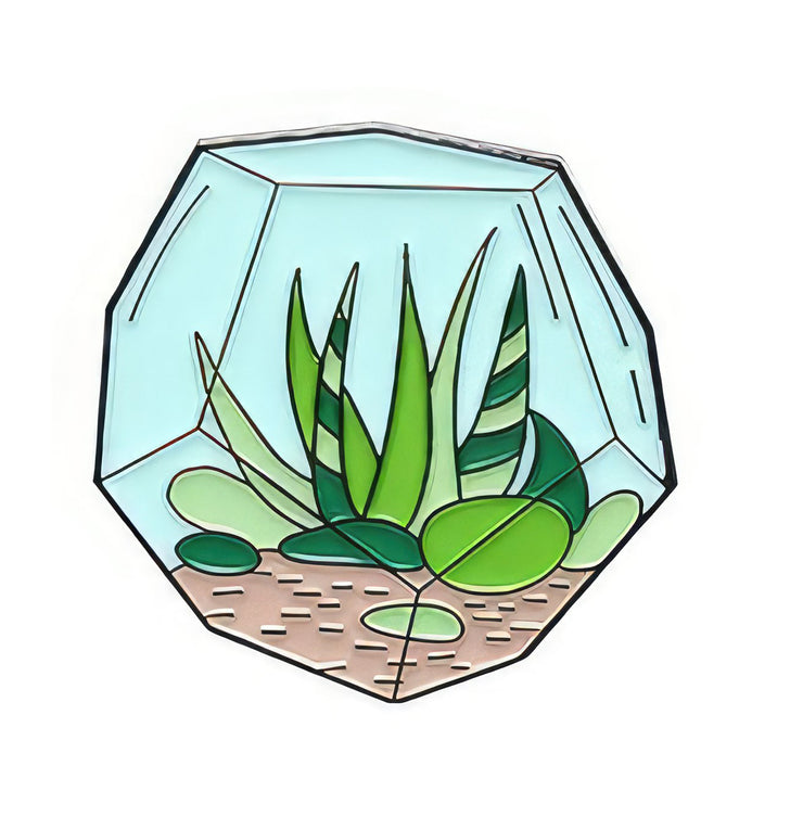 Succulent Plant Terrarium Enamel Lapel Pin