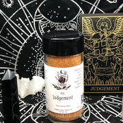 Tarot card themed background for Tarot Card Spice Blend "Judgement" by Dahlia's Enchanted Kitchen