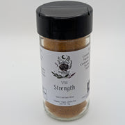 Jar of Tarot Card Spice Blend "Strength" by Dahlia's Enchanted Kitchen on a white background