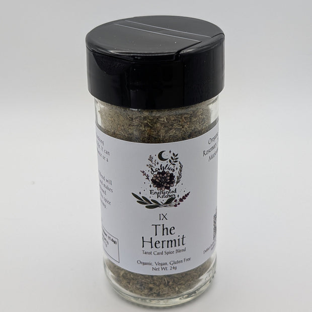 Jar of Tarot Card Spice Blend "The Hermit" by Dahlia's Enchanted Kitchen on white background