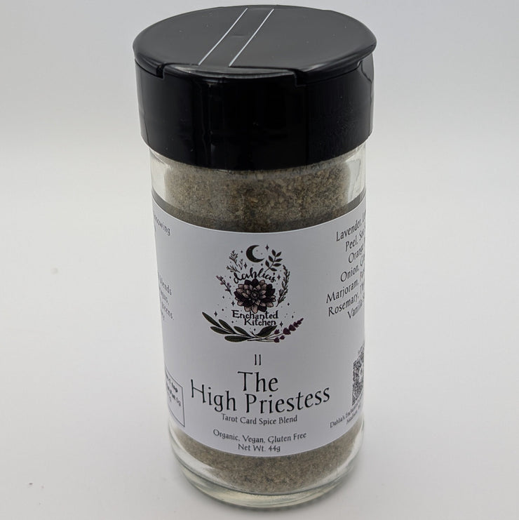 Spice jar labeled 'The High Priestess' on a white background