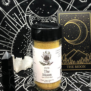 Tarot Card Spice Blend "The Moon" by Dahlia's Enchanted Kitchen surrounded by tarot themed items