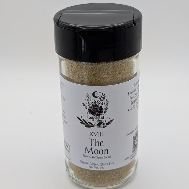 Tarot Card Spice Blend "The Moon" by Dahlia's Enchanted Kitchen on a white background