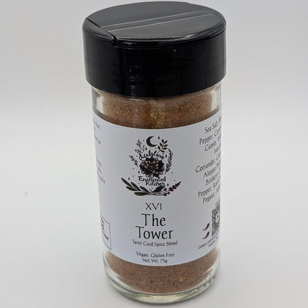 Tarot Card Spice Blend "The Tower" by Dahlia's Enchanted Kitchen on a white background