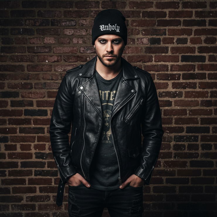 "Unholy" Black Knit Beanie