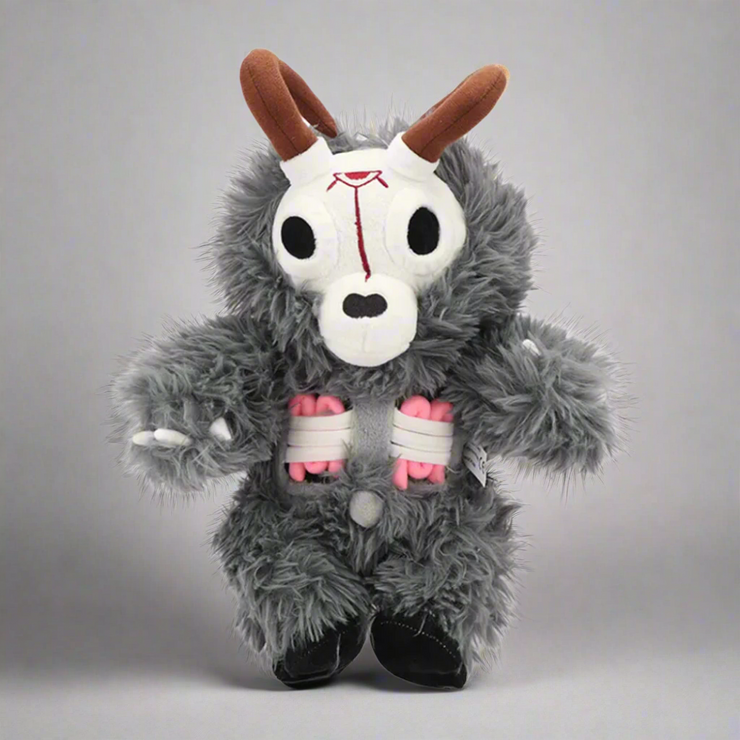 Wendigo Folk Horror Cryptid Plush Toy - Creepy and Cuddly 14-Inch Tall Legendary Monster - Features Horns, Visible Ribs, and Removable Guts - Perfect for Fans of Horror, Cryptids, Folklore, and Legends