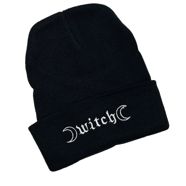 "Witch" Black Knit Beanie