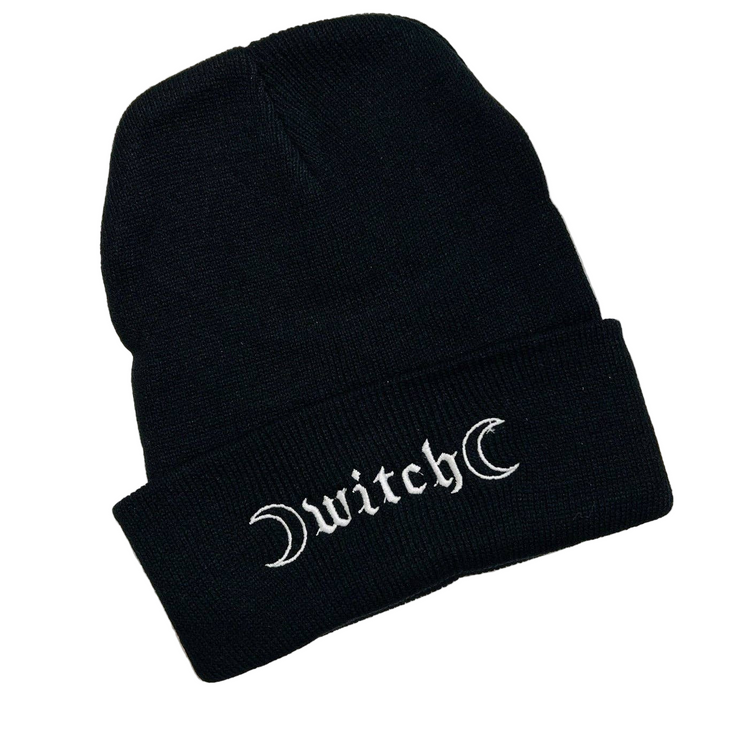 "Witch" Black Knit Beanie