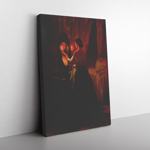 "Woman at a Mirror" by Johann Mongels Culverhouse Rectangle Canvas Wrap