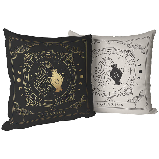 "Zodiac Series - Aquarius" Reversible Throw Pillow