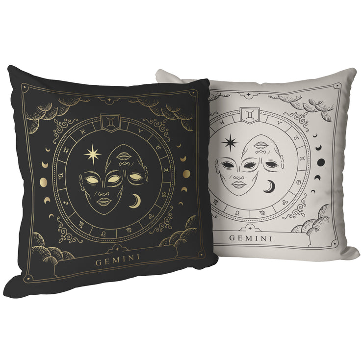 "Zodiac Series - Gemini" Reversible Throw Pillow