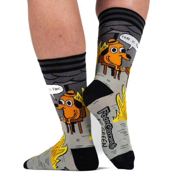 This is Fine: Noir Edition Crew Socks