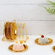 Classic Metal Cocktail Coaster or Dessert Plates 6-Piece Set