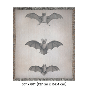 Bats of Egypt Woven Throw Blanket [Chauve-Souris D'Egypte] featuring the first plate from Histoire Naturelle volumes, showcasing Egyptian campaign discoveries by French scholars. This beautifully crafted blanket is perfect for any setting—use it as a stunning wall decoration, a cozy throw for your sofa, or even a unique picnic spread.