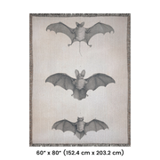 Bats of Egypt Woven Throw Blanket [Chauve-Souris D'Egypte] featuring the first plate from Histoire Naturelle volumes, showcasing Egyptian campaign discoveries by French scholars. This beautifully crafted blanket is perfect for any setting—use it as a stunning wall decoration, a cozy throw for your sofa, or even a unique picnic spread.