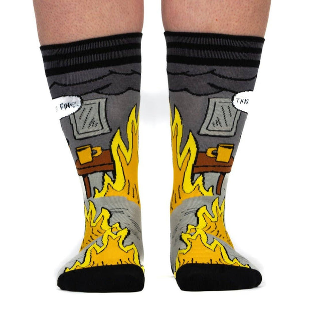 This is Fine: Noir Edition Crew Socks