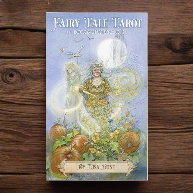 Fairy Tale Tarot Deck and Guidebook Set featuring mystical tales and enchanting characters beautifully illustrated to capture universal wisdom, timeless archetypes and profound life lessons. Includes 156-page illustrated guidebook for in-depth interpretations.