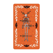 Happy Halloween Tarot Card Deck & Guidebook Set featuring vintage Halloween art like skeletons, witches, pumpkins, and bats designed by Soni Graves. Includes 128-page illustrated guidebook with custom spreads. 