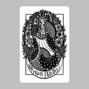 Heart & Hands Tarot Deck by Liz Blackbird, featuring flowers and figures. Intricate line-drawing technique in the 78-card black and white Tarot Deck with 72-page guidebook. Eclectic Tarot Deck rooted in Rider-Waite-Smith symbolism.