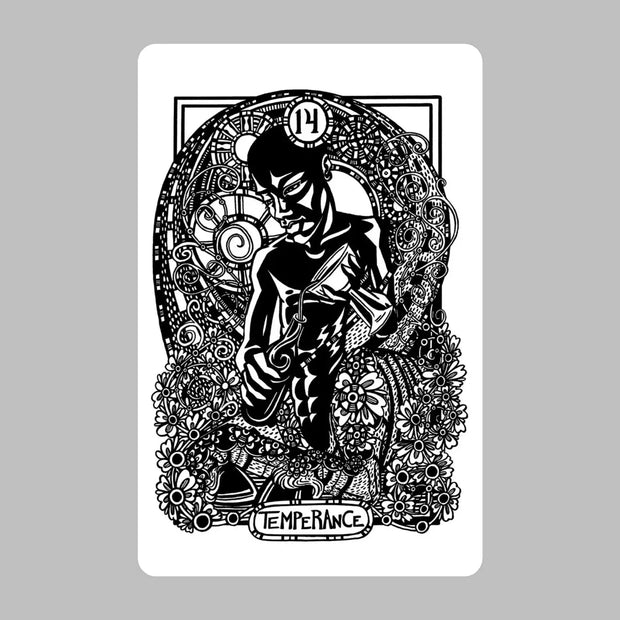 Heart & Hands Tarot Deck by Liz Blackbird, featuring flowers and figures. Intricate line-drawing technique in the 78-card black and white Tarot Deck with 72-page guidebook. Eclectic Tarot Deck rooted in Rider-Waite-Smith symbolism.