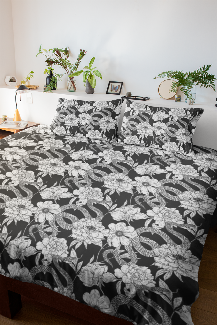 "Garden in Gray" Microfiber Duvet Cover