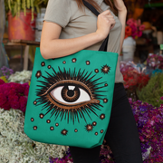 "All Seeing Eye" (Teal) Heavy-Duty Canvas Tote Bag