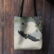 "Fairy Riding a Bat" Heavy-Duty Canvas Tote Bag