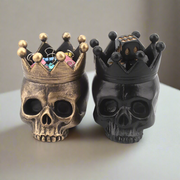 Mini portavelas con calavera y corona