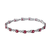 Sixth Bloom Sterling Silver Raspberry Red Crystal Tennis Bracelet