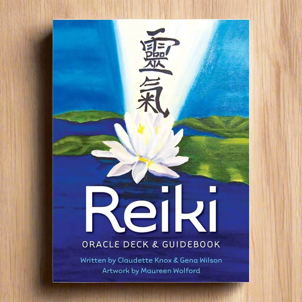 Beautifully illustrated Reiki Oracle Deck and Guidebook featuring 33 energy healing cards & 92-page guidebook by Claudette Knox and Gena Wilson included for connecting to universal life force.