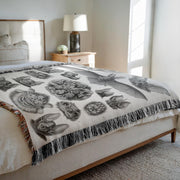 Vampire Bats Woven Throw Blanket featuring 'Chiroptera - Vampyrus' from Kunstformen der Natur by Ernst Haeckel. This beautifully crafted blanket is perfect for any setting—use it as a stunning wall decoration, a cozy throw for your sofa, or even a unique picnic spread.