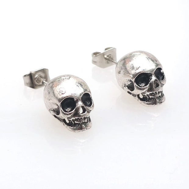 Vanitas Human Skull Stud Earrings