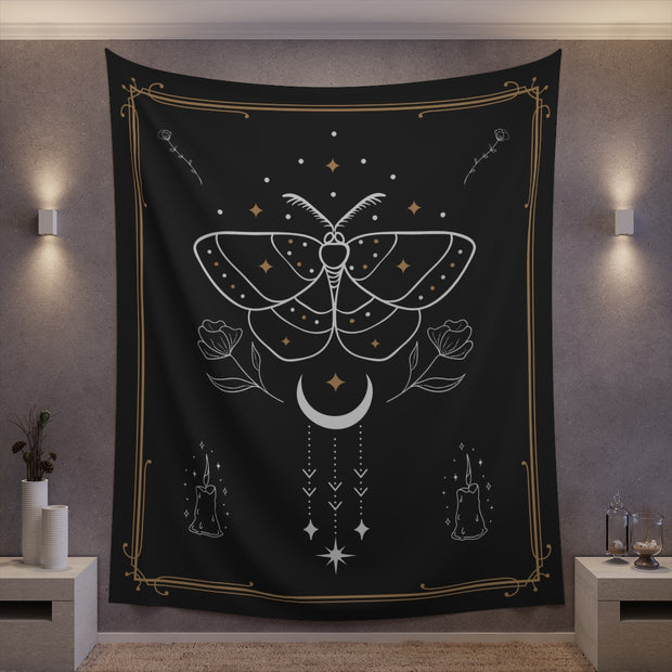 Moon Moth Printed Wall Tapestry