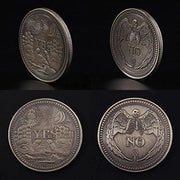 Pièce de monnaie de décision de prédiction Ouija en métal antique « OUI/NON »