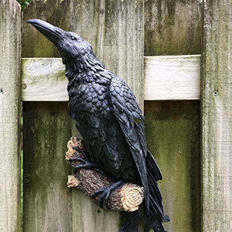 Messenger of the Gods Perched Crow Wall Sculpture