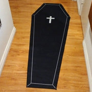 "Born in a Casket" Coffin-Shaped Throw Rug