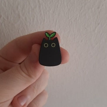 Sprout Cat Cute Black Cat Enamel Lapel Pin
