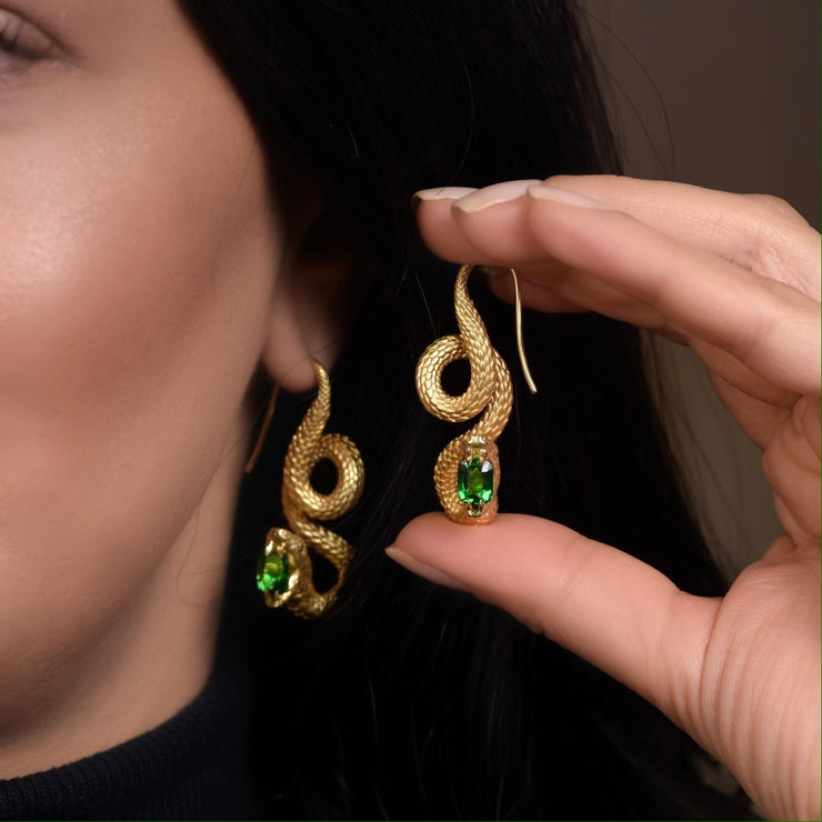 Of Spectre and Snake Gold Gemstone Earrings