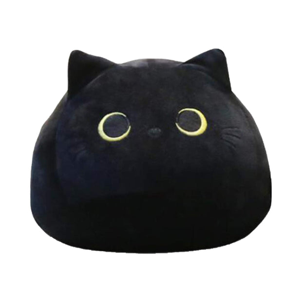 Adorable Squishy Black Cat Plush Toy - Soft and Fuzzy Huggable Toy for Children or Adults - High-Quality Polyester with Embroidered Accents - Perfect Cuddly Companion