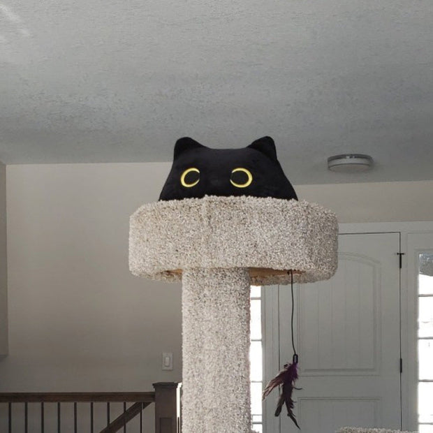 Adorable Squishy Black Cat Plush Toy - Soft and Fuzzy Huggable Toy for Children or Adults - High-Quality Polyester with Embroidered Accents - Perfect Cuddly Companion